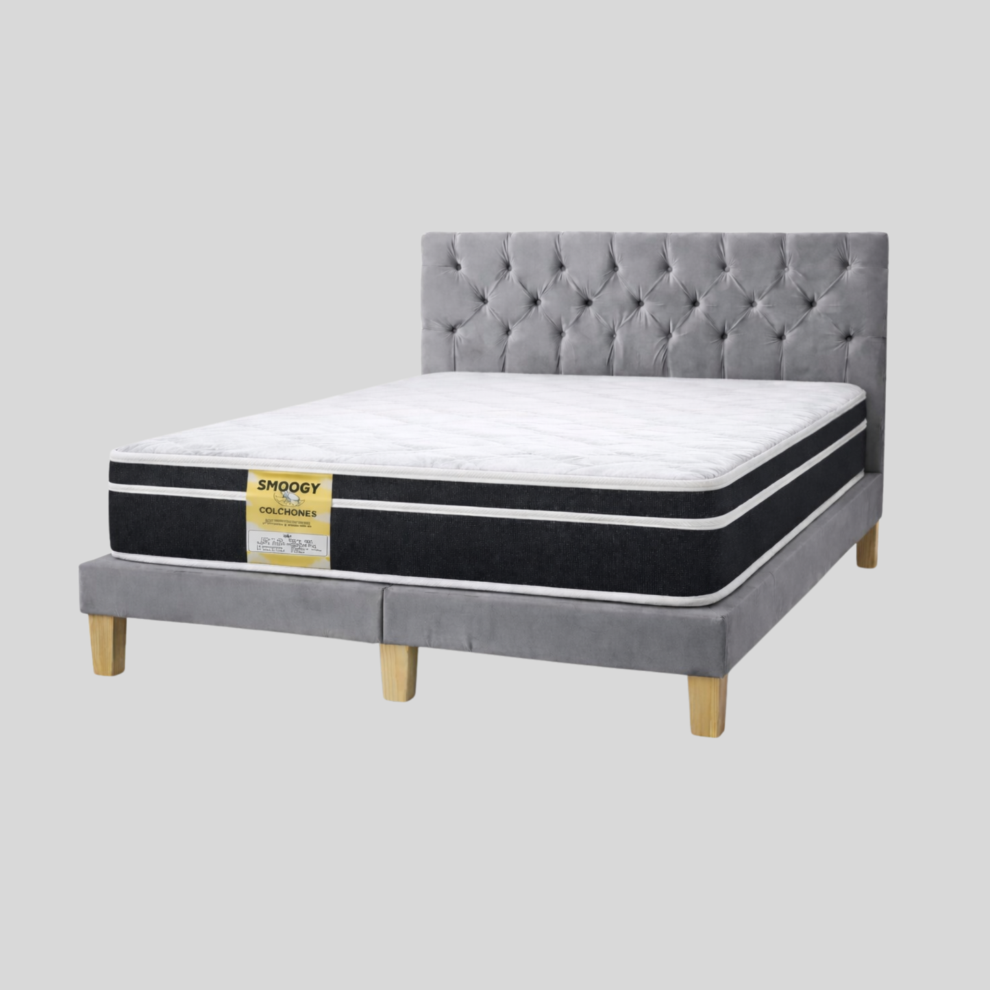 Cama + Base + Respaldo SMOOGY® Balance Semi Ortopédica Premium